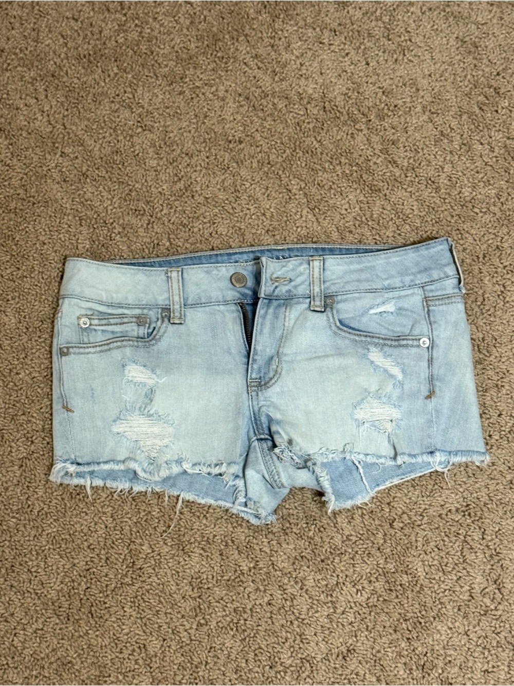 American Eagle Outfitters Light Wash Distressed Denim Shorts